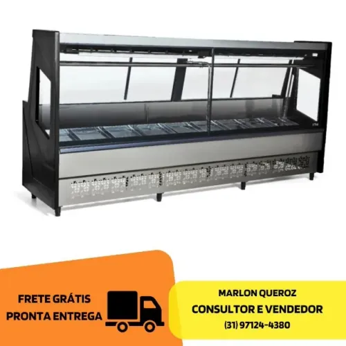 Balcão de Açougue 3M Vidro Reto Polar
