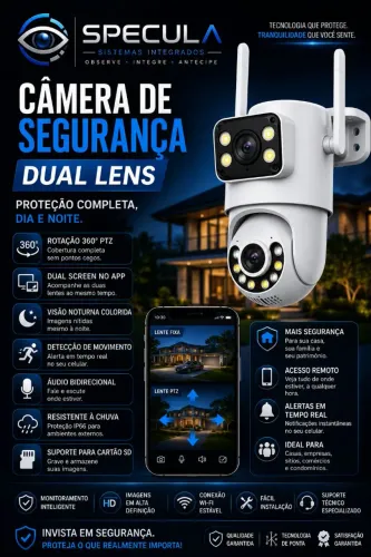 Câmera de Segurança Wi-Fi Dual 360° com Dupla Tela e Visão Noturna