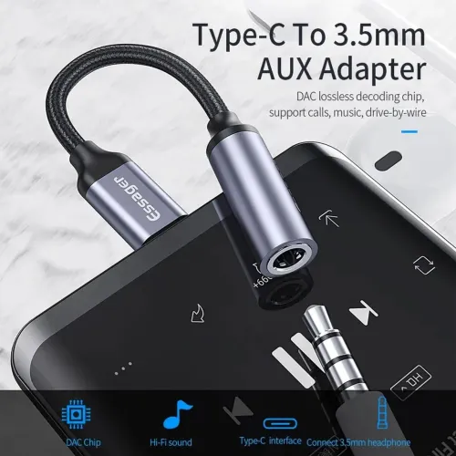 Adapitador Tipo C para p2 3.5mm original com chip DAC