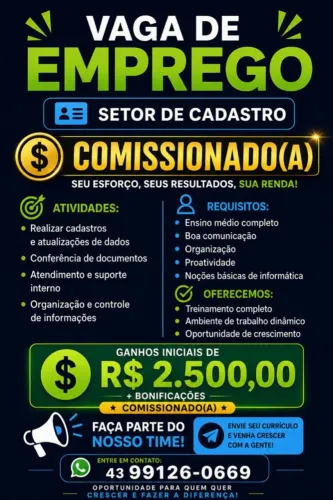 Oportunidade! Inicio imediato