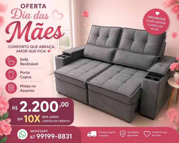 Promoção sábado sofá com porta copos LANÇAMENTO