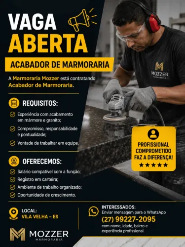 Vaga para acabador de marmoraria com experiência
