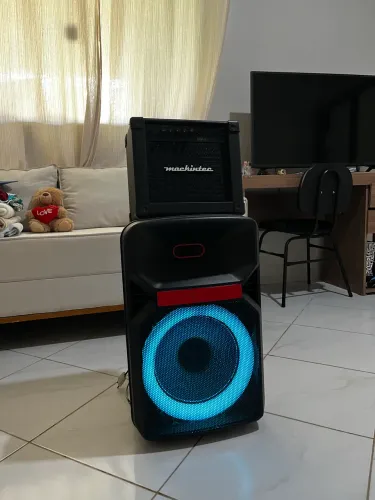 Amplificador mackintech com cabo P2 + caixa de som Polyvox XC 812