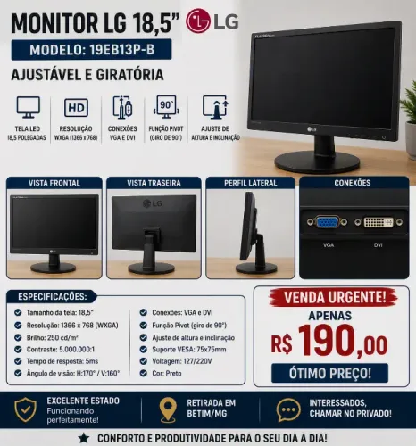 Monitor de Computador LG - 19 polegadas LED