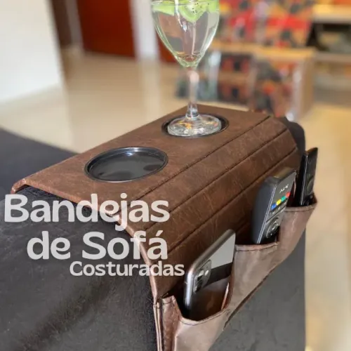 Bandeja Esteira de Sofa Porta Copo e Controle Costurada _ CS261