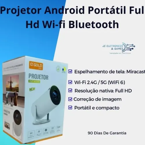 Projetor Android Portátil Full Hd Wi-fi Bluetooth - Loja física - com garantia - entrega