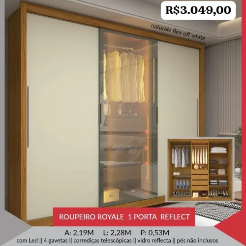 Guarda roupa porta de vidro 