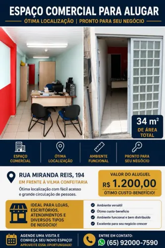Espaço Comercial para Alugar Excelente Localização