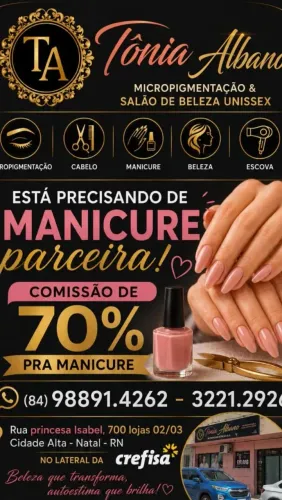 Manicure Parceira Comissão 70%
