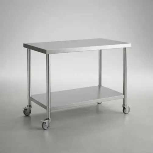 Mesa Bancada Aço Inox Cozinha Industrial 90x70 Com Rodízios