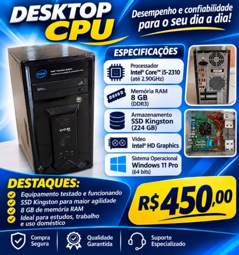 DESKTOP - INTEL CORE i5 - 8GB RAM - SSD KINGSTON