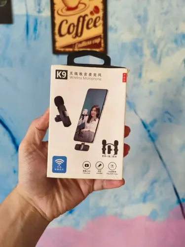 Microfone de Lapela Sem Fio K9 Duplo para Celular