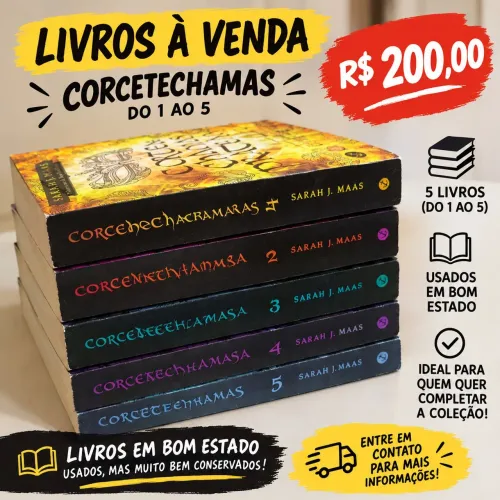 Cinco livros da saga corte de espinhos e rosas