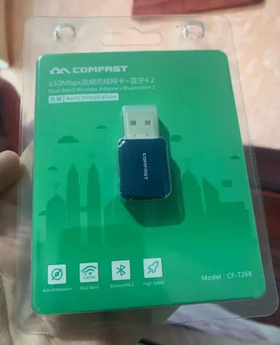 Adaptador USB Wi-Fi Dual Band + Bluetooth 4.2 Comfast