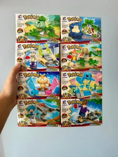 Blocos de Montar Pokemons e treinadores - Pikachu, Ash, Charmander e Treinadores