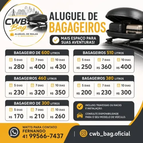 Locação de maleiro ( bagageiro de teto)