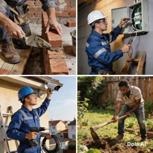 Eletricista, pedreiro, instalação de segurança eletronica e limpeza de quintal