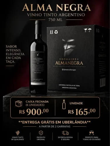 Vinho Alma Negra Tinto 750ml - Argentina Original 