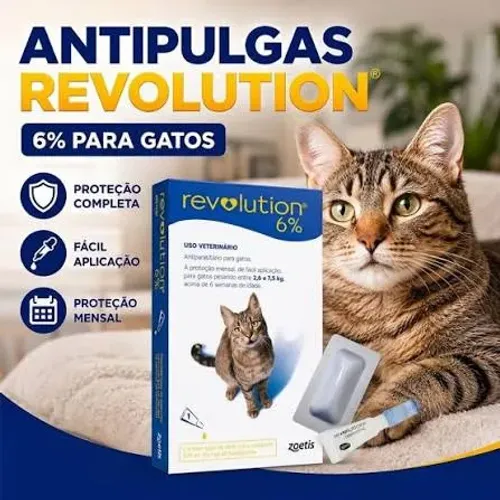 Antiparasitário antipulgas para gatos Revolution® 6% Gatos 45 mg Pipeta - Zoetis