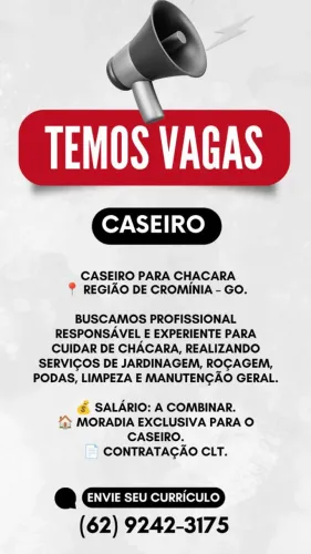 CASEIRO DE CHACARA COM EXPERIENCIA