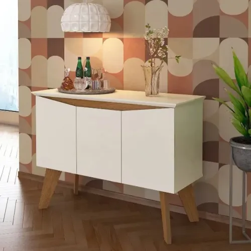 Balcão Buffet 3 portas Aparador 110cm Off White