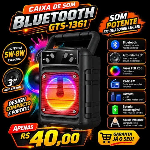 Caixa de som Bluetooth portátil