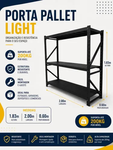 PORTA PALLET LIGHT 2.00.1.83 LOJA IKONOFFICE