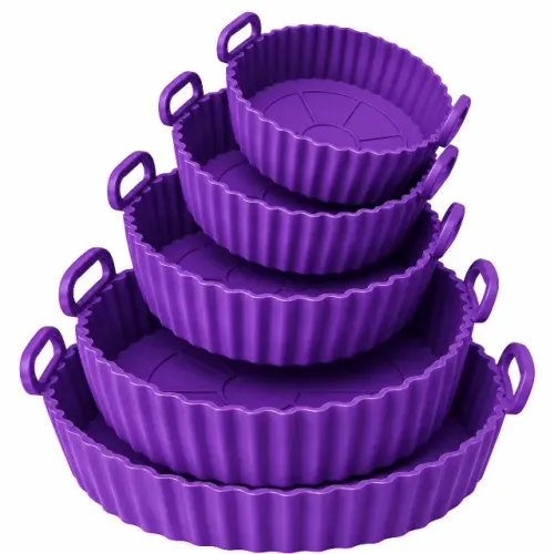 Forma Forro de Silicone Reutilizavel p/ Air Fryer Kit c/ 5 Und Roxa