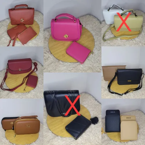 Kits com carteira e bolsas avulsas - Preto, marrom, rosa e outros