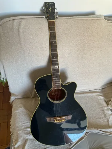 Violão Tagima Dallas Elétrico Aço Preto Com Afinador