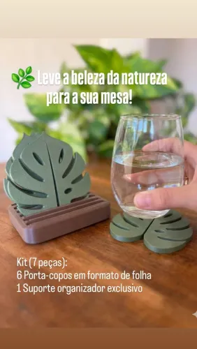 Porta copos em formato de folhas em 3D