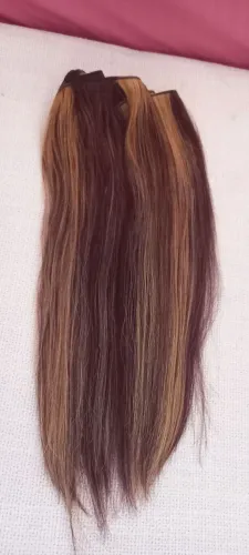 Cabelo humano natural morena iluminada tecido