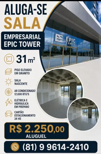 Alugo sala esquina em pele de vidro 180º Epic Tower shopping com taxas inclusas
