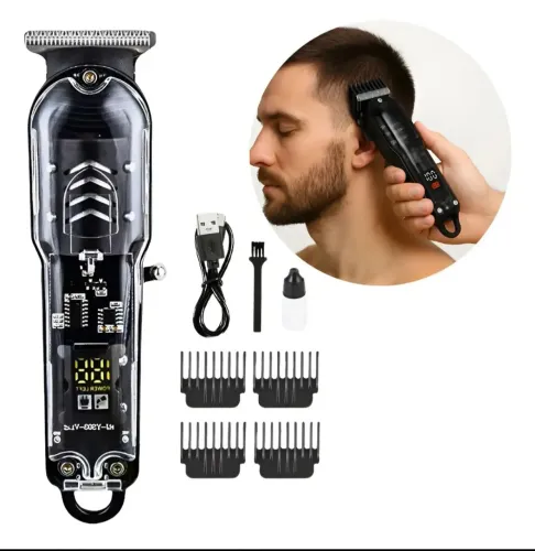 Máquina cortar cabelo e barba profissional com display em LCD inteligente