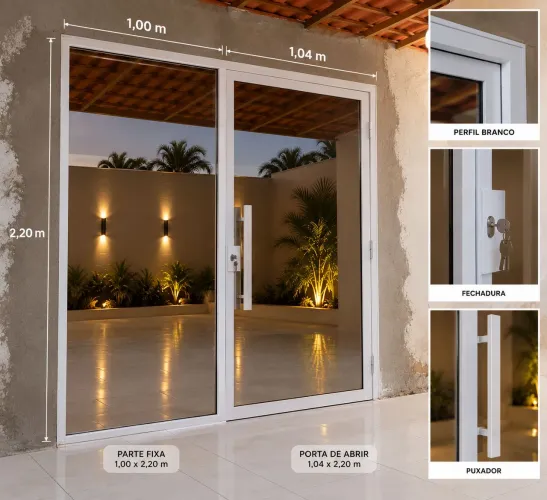 Vendo porta de vidro, uma fixa e a outra de abrir
