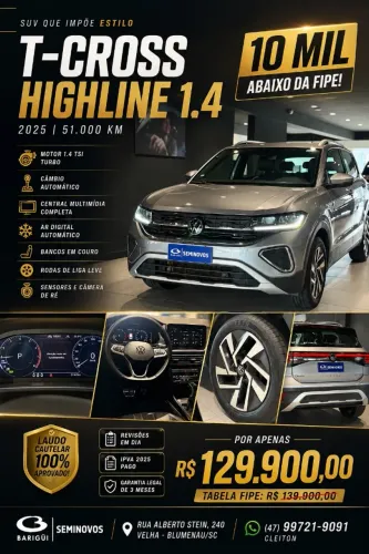 Volkswagen T-Cross Highline 1.4 TSI Flex 16V 5P AUT 2025