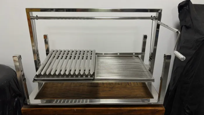 Grelha Argentina Inox Regulável 39x70 cm com Sistema de Elevação