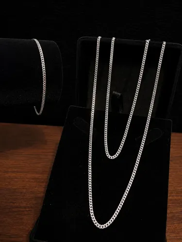 Conjunto grume 2mm prata 925 legítima com garantia eterna + limpa prata de brinde 