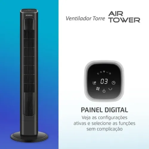 Ventilador de Torre Novo Lacrado MONDIAL Air Tower, Preto, 45W, 220V - VTR-01-B