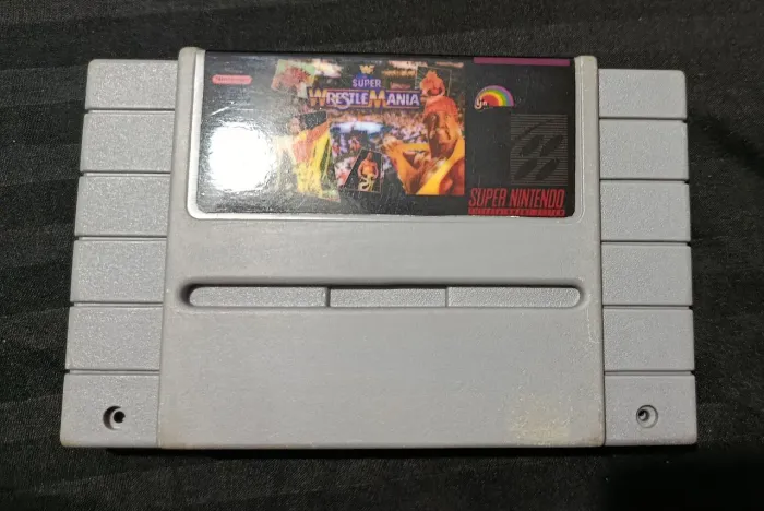 Cartucho Fita Super Nintendo WrestleMania C/ Hulk Hogan (anos 90)