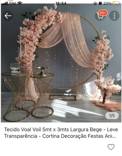 Tecido voil 5 metros rose