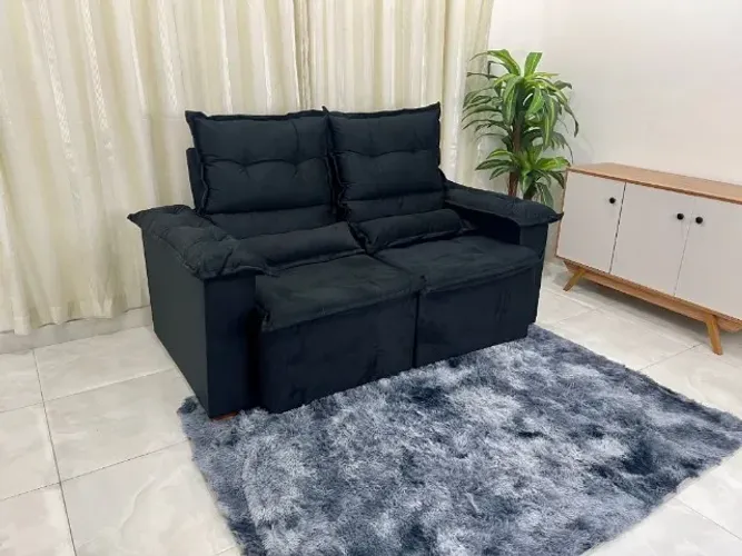 Sofá Retrátil Pequim 1.80m Preto