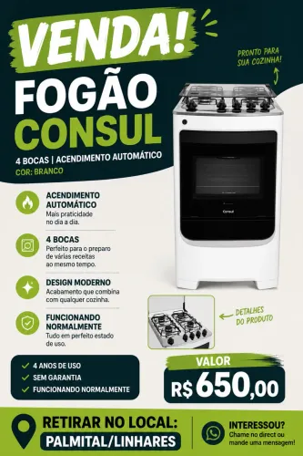 Fogão cônsul 4 bocas