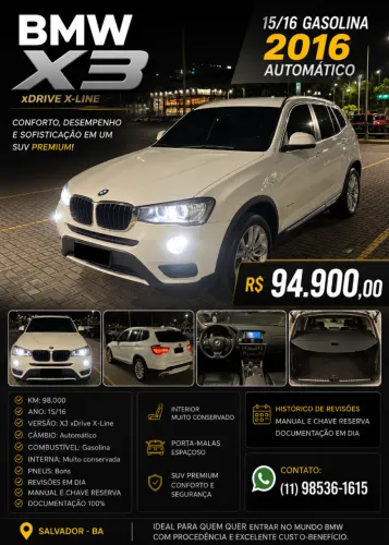 BMW X3 Xdrive 20I 2.0/x-line Bi-TB Flex Aut. 2016