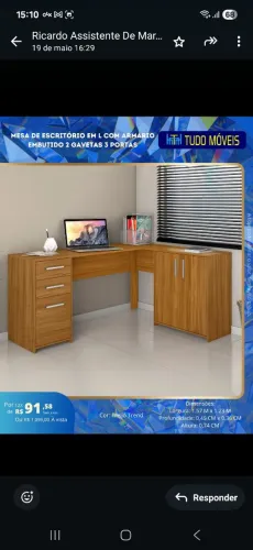 MESA DE ESCRITÓRIO COM ARMÁRIO EMBUTIDO/2 GAVETAS+3PORTAS