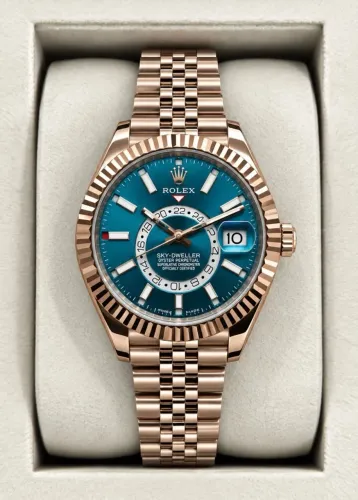 Relógio Sky-Dweller Blue Everose Automático super premium