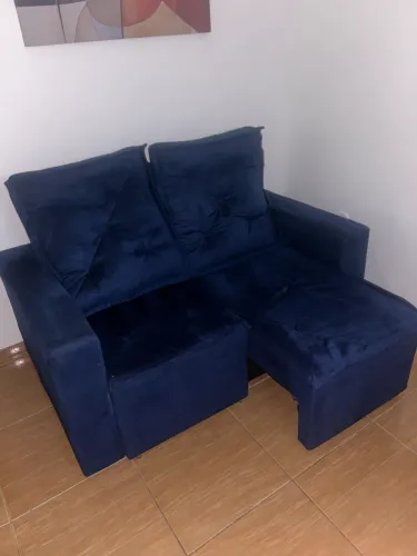 Sofá Azul em Suede 