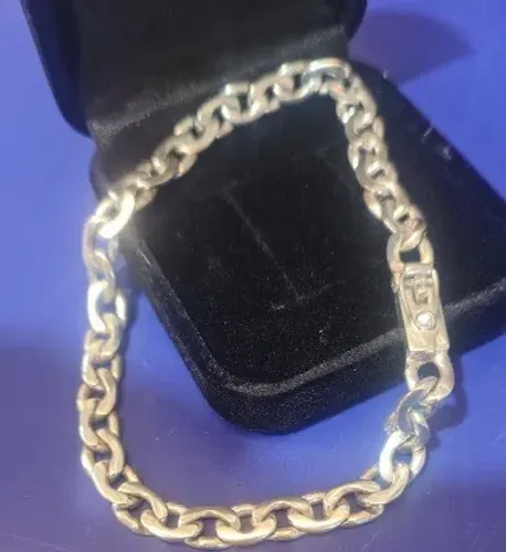 Pulseira Prata Elos Direito Esquerdo 20.OO Gramas 6 mm 22 Cm