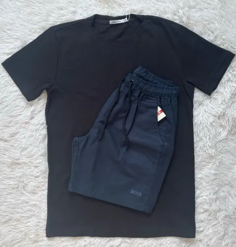 Kit Camisa Texturizada e Short Sarja