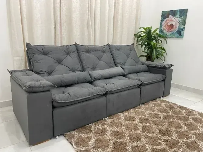 Sofá 7 Lugares Reclinável e Assento Retrátil